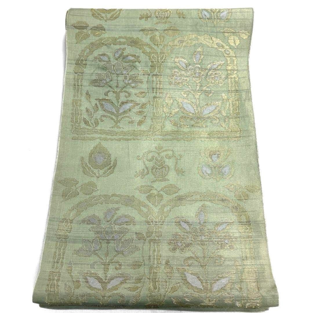 袋帯 夏用 紗 花模様 花紋 金糸 着物 062a p - メルカリ