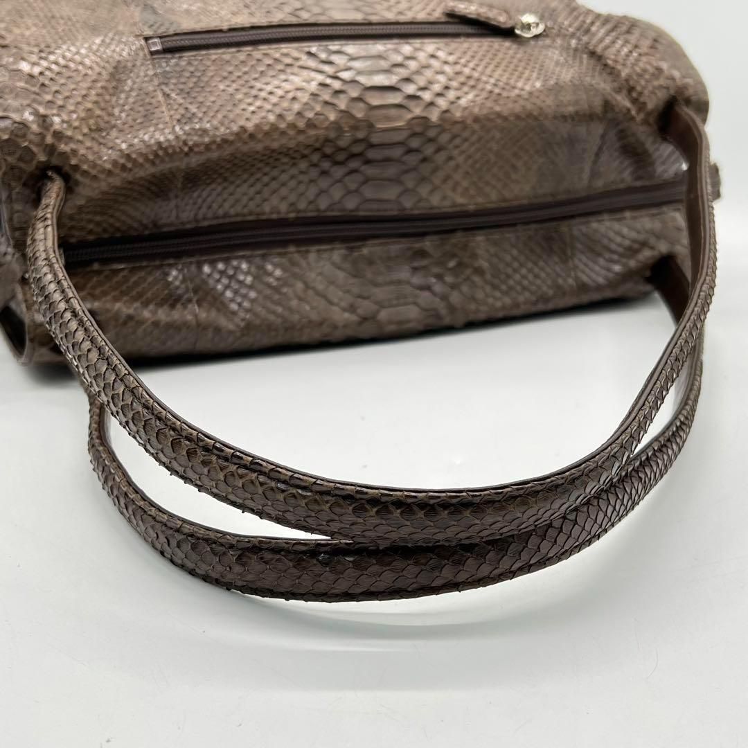 JRA□極美品】Python ハンドバッグ ミニボストン 手持ち ブラウン