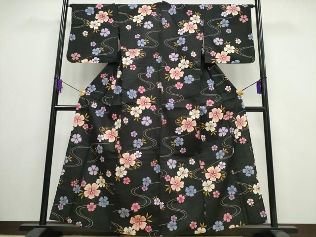 平和屋着物∴夏物　浴衣　綿紅梅　流水舞花文　綿　逸品　CAAW1059ng 平和屋着物∴夏物 浴衣 綿紅梅 流水舞花文 綿 逸品 CAAW1059ng - メルカリ