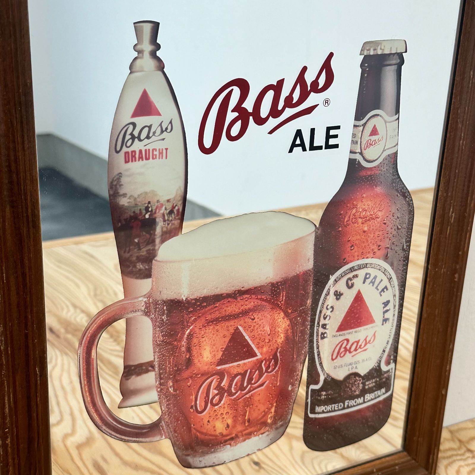 Bass ALE（バスペールエール）ヴィンテージパブミラー 1970s-80s 明治