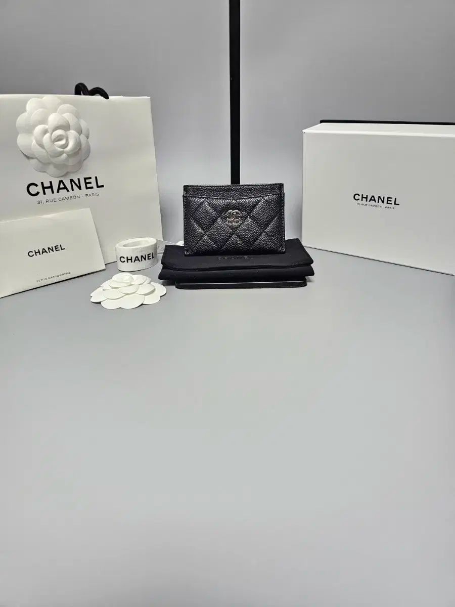 Chanel シャネル クラシック シルバー金具 キャビア カード ホルダー 財布 ICチップ