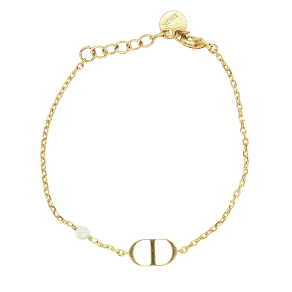 Christian Dior クリスチャンディオール PETIT プチ CDアイコン レジンパール ブレスレット ゴールド系