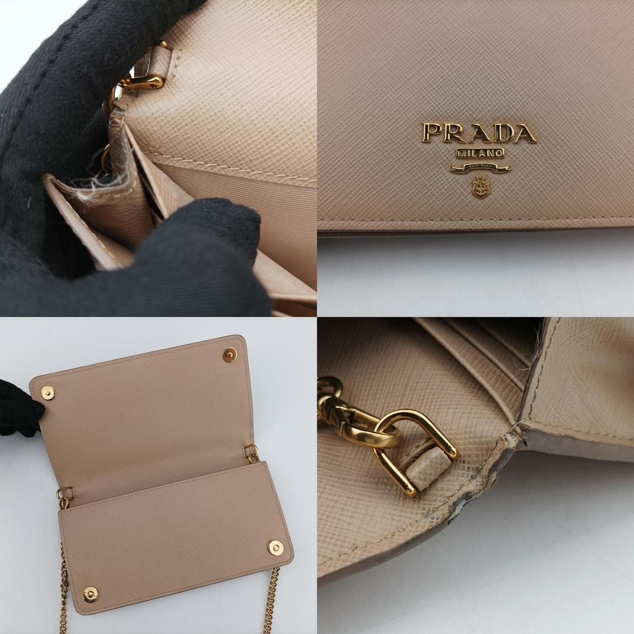 プラダPradaヴィテッロディアノベージュサフィアーノレザー1DH04485