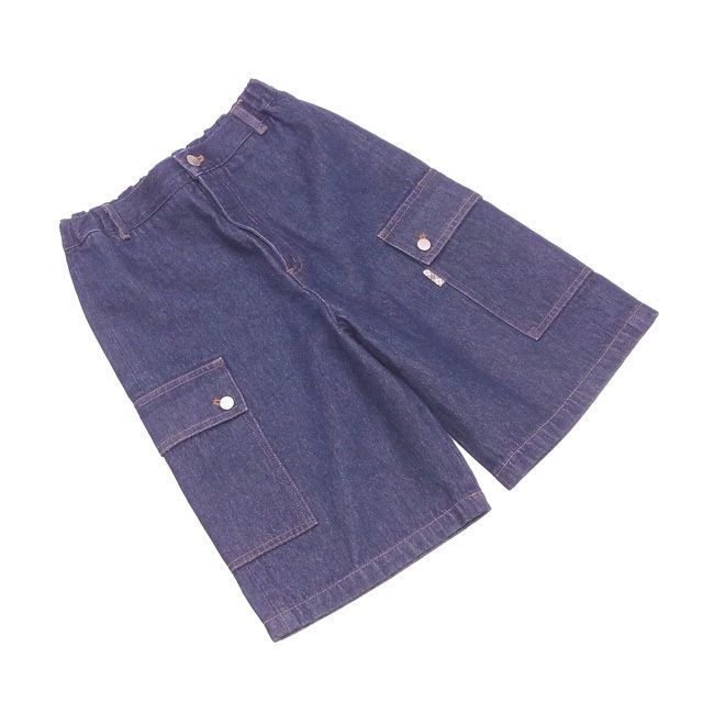 バーバリー パンツ ワークポケット ハーフ ♯140Aサイズ キッズ デニム インディゴネイビー×シルバー系 コットン綿100%(裏フラップ部分)ポリエステルBURBERRY レディース プレゼント 贈り物 D1804