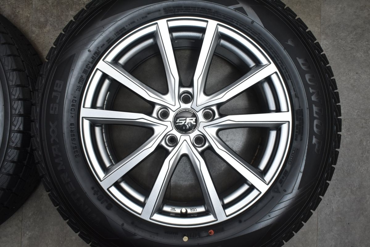 【バリ溝 美品】ストレンジャー 18in 7.5J +38 PCD114.3 ダンロップ ウィンターマックス SJ8+ 235/65R18 レクサス RX ムラーノ 送料無料