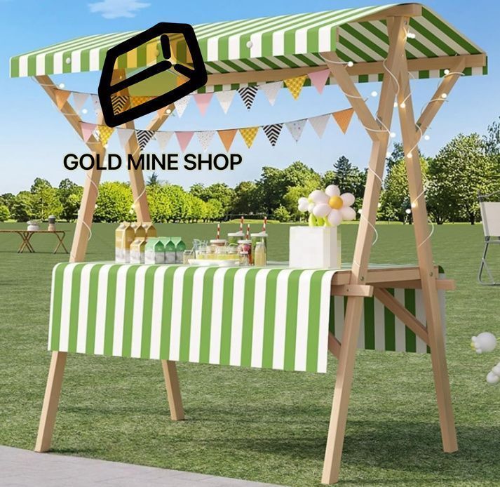 屋台ブース 折りたたみ式屋台 仮設屋台セット移動販売 フリーマーケット屋外ベンダー用のポータブル木製マーケットストールディスプレイスタンド 耐荷重最大100kg 組み立て簡単 フルーツグリーン＋白 150X60X200