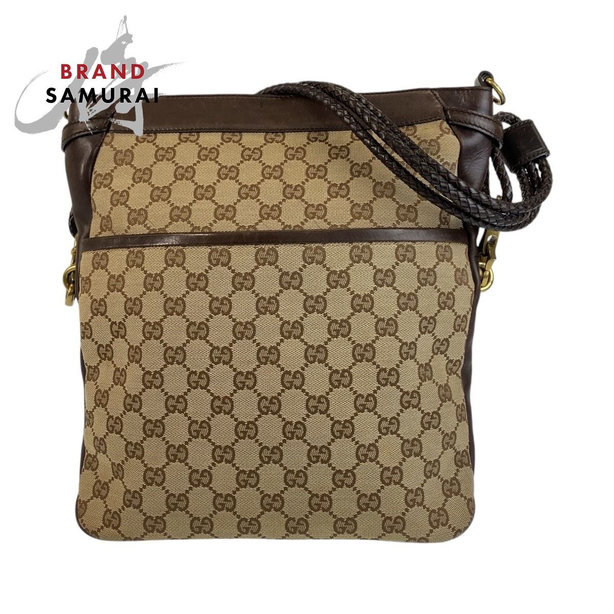 美品 GUCCI グッチ ブラウン ベージュ ゴールド金具 GGキャンバス/レザー 109097 斜め掛け ショルダーバッグ メッセンジャーバッグ  409552【中古】 - メルカリ