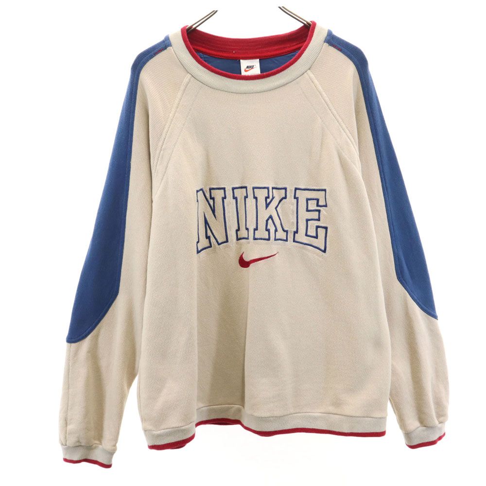 ナイキ 90s 00s 白タグ オールド 長袖 トレーナー M ベージュ NIKE メンズ