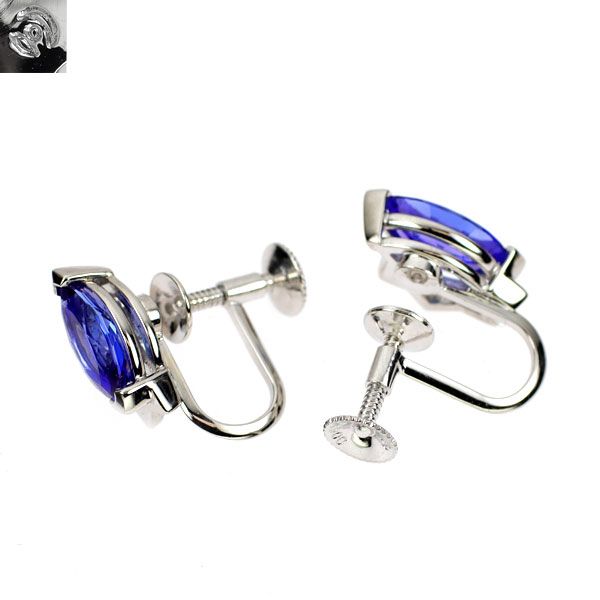 田崎真珠 Pt900 マーキスカット タンザナイト イヤリング