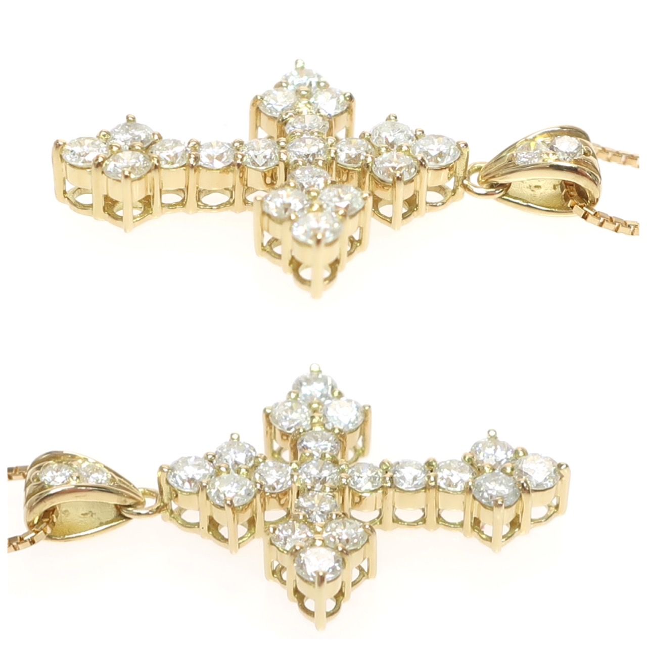 未使用品】ダイヤモンド クロスネックレス K18 YG 750 18金 ゴールド 21P 1.00ct 1.0ct 1ct レディース メンズ  アクセサリー ジュエリー デザイン クロスモチーフ 十字架 - メルカリ