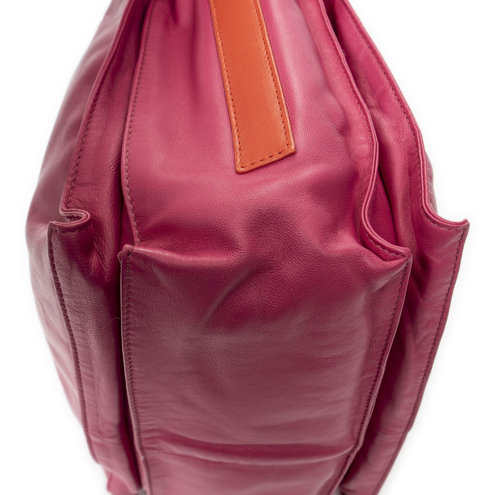 ロエベフューシャピンク オレンジカーフスキンレザーA