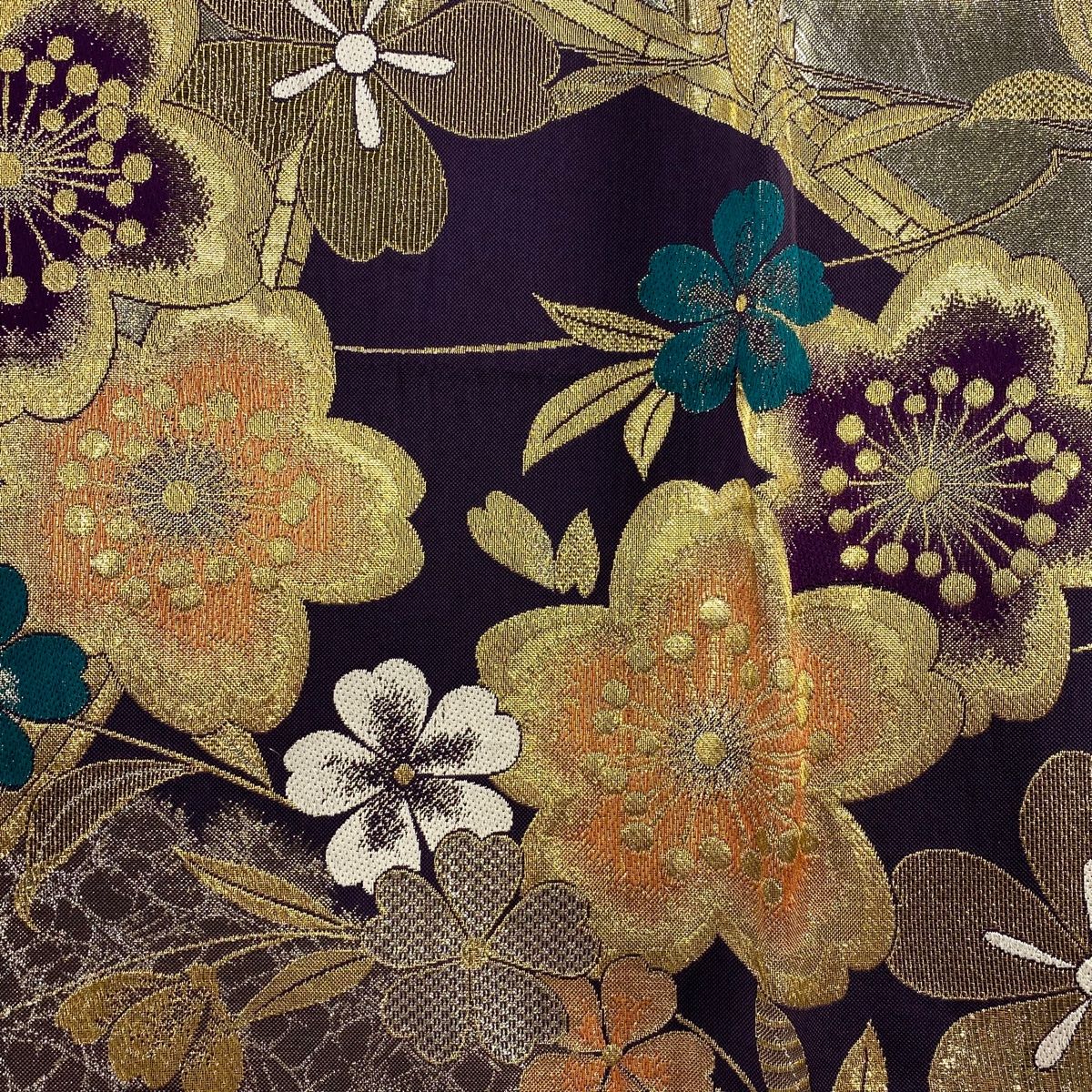 袋帯 秀品 振袖向き 桜 箔 濃紫 六通 正絹 【中古】 - メルカリ