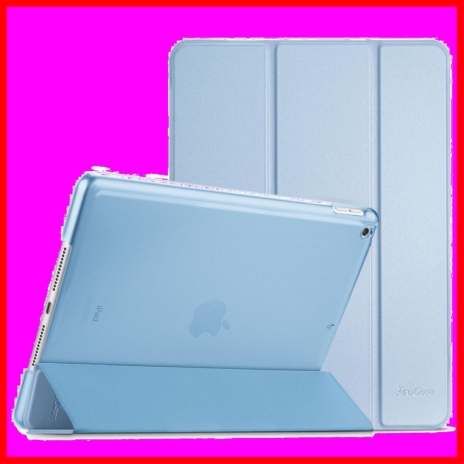 【数量限定】(2021 2020 ケース 2019) 半透明バックカバー スマートカバー 9/8/7 軽量 三つ折りスタンド iPad iPad 10.2 ProCase 対応 -スカイブルー