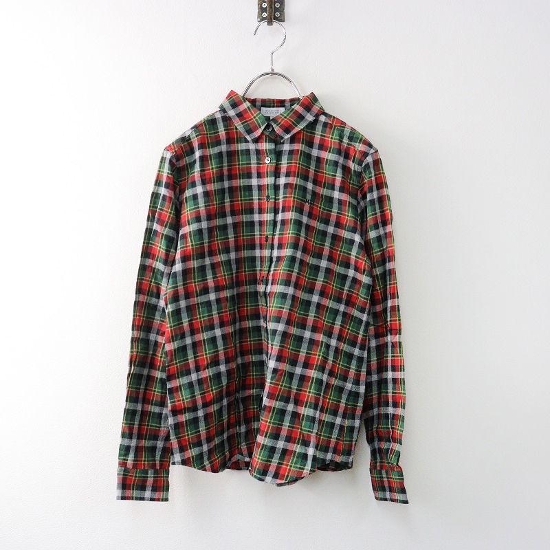 マッキントッシュフィロソフィー 長袖シャツ トップス チェック柄 コットン レディース 36サイズ レッド MACKINTOSH PHILOSOPHY マッキントッシュフィロソフィー MACKINTOSH PHILOSOPHY