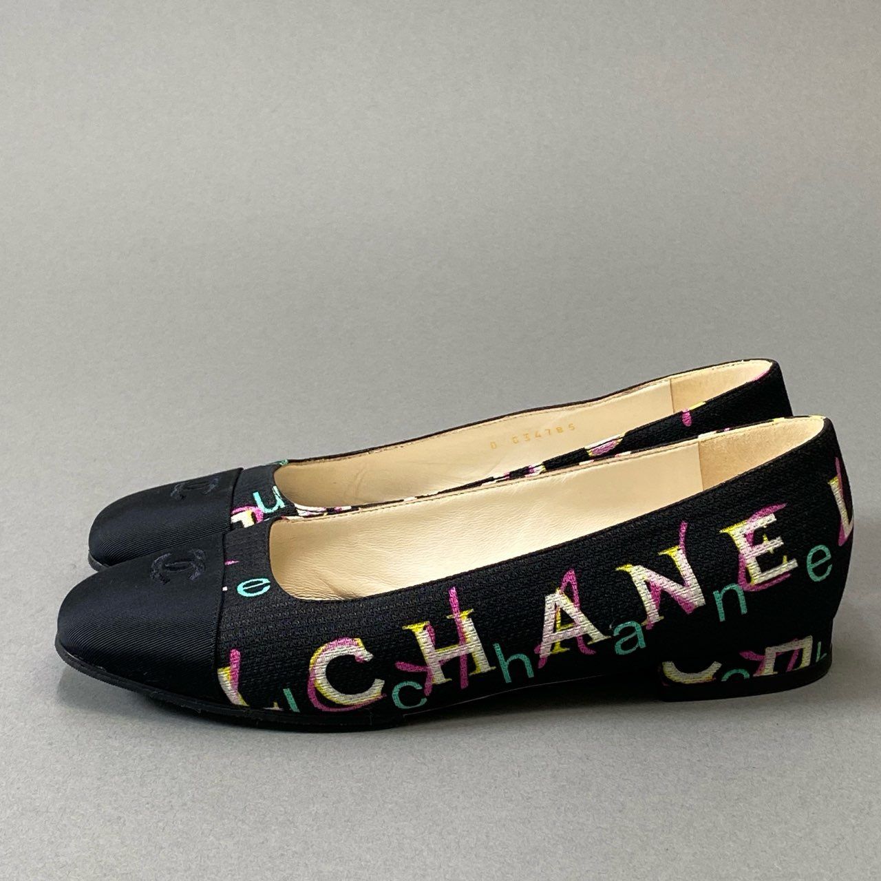 2i18 CHANEL シャネル ココマーク ロゴフラットシューズ G34785 36 ブラック パンプス FLAT SHOES イタリア製t18r