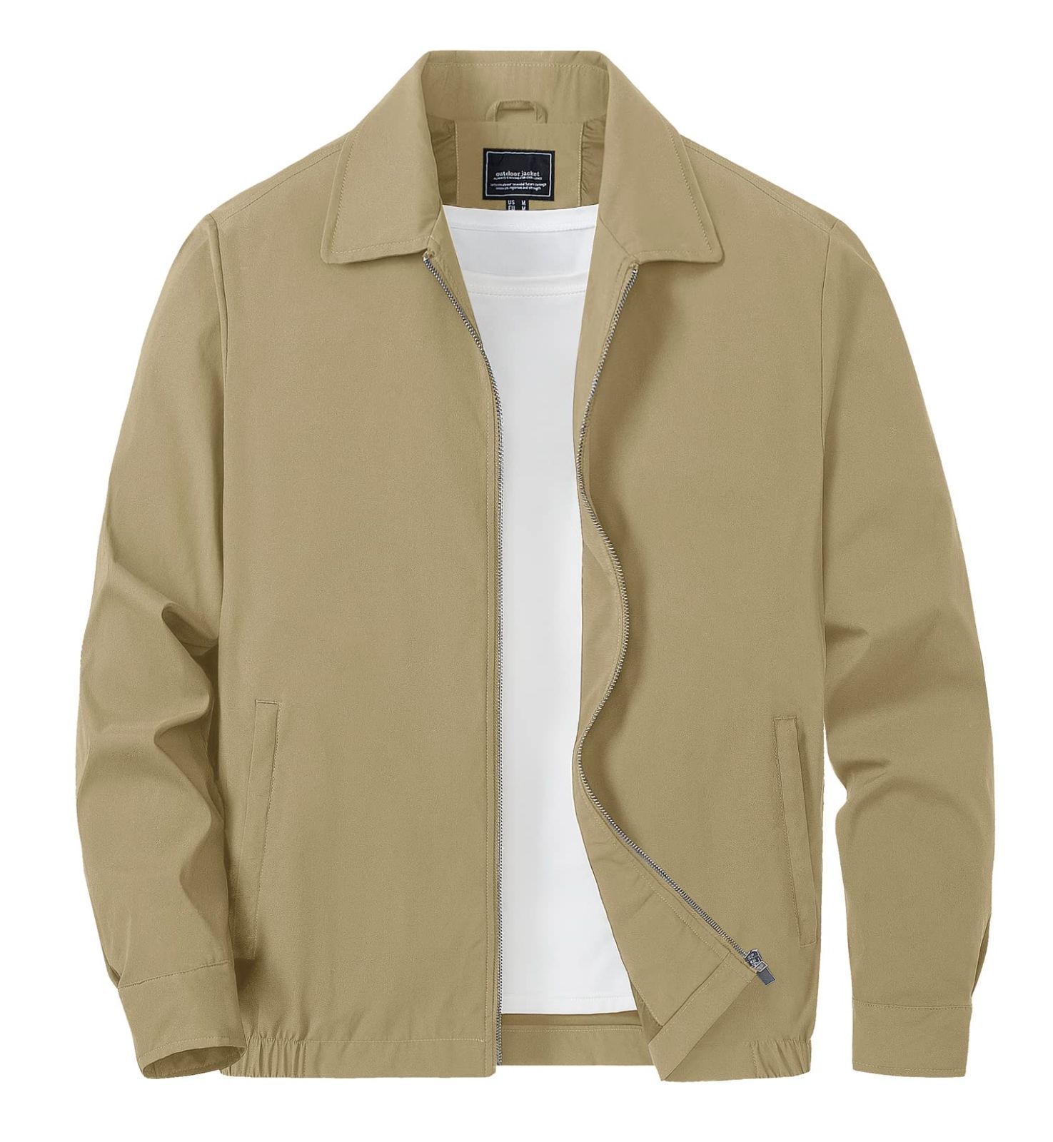 Size 2XL_Color カーキ TACVASEN ジャケット 折り襟 スカジャン メンズ 大きいサイズ 上着 スタジアムジャンパー 通気性 ウインドブレーカー 撥水性 リラックスウエア 無地 カーキ 2XL