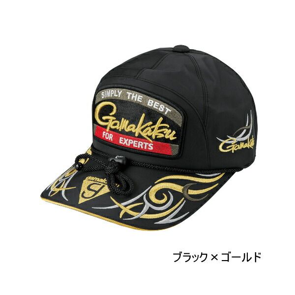 ≪ 25年9月新商品 ≫ がまかつ フィッシングキャップ ワッペン GM-9112 ブラック×ゴールド Lサイズ
