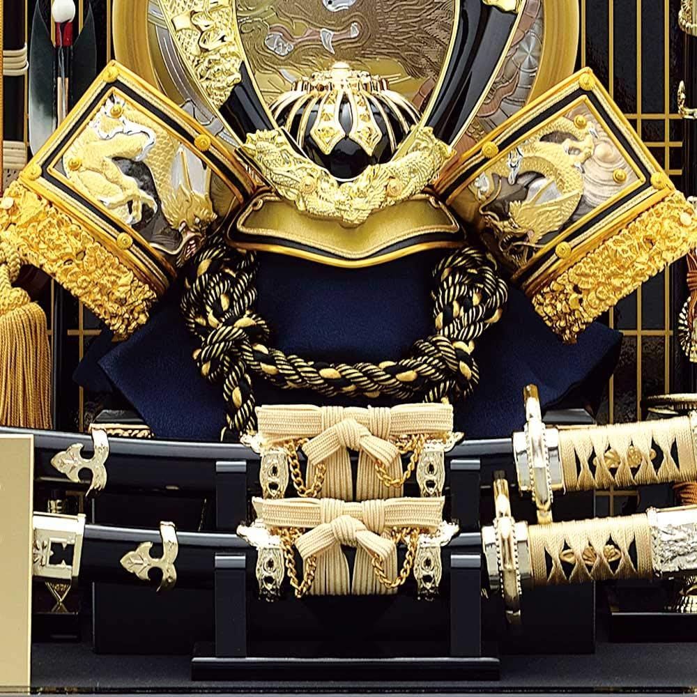 上杉謙信　五月人形　兜飾り　六角パノラマアクリルケース入 五月人形】兜飾り ケース飾り「上杉謙信 障子付竹虎六角アクリル