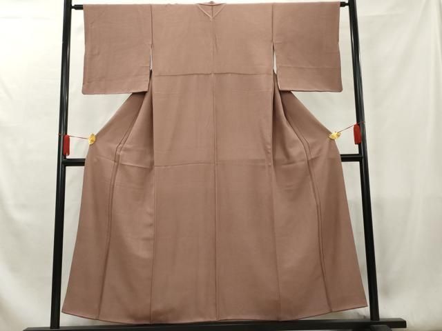平和屋着物□上質な色無地 紗綾型地紋 洗朱色 正絹 逸品