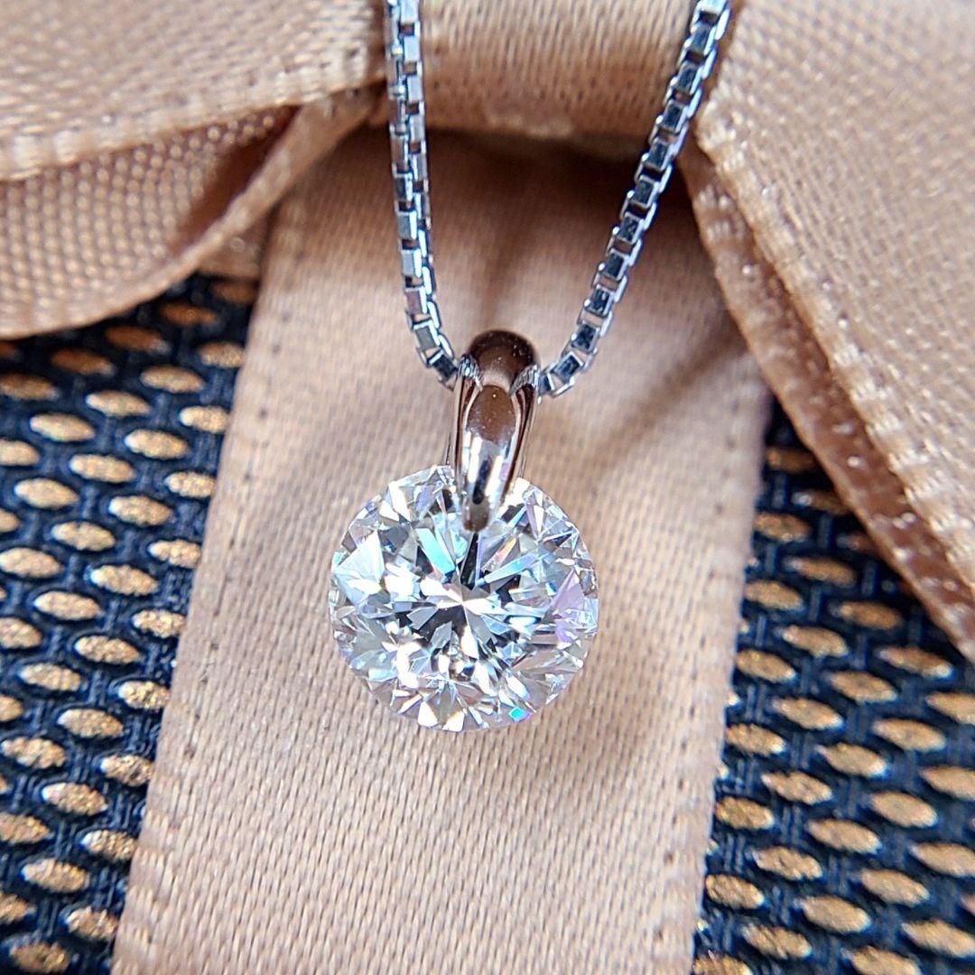 1ct ダイヤモンド H VS2 GOOD プラチナ 一点留 ネックレス 鑑定書付 Pt900 一粒 ペンダント 4月誕生石