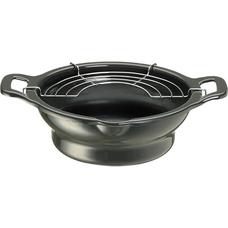 高木金属工業(Takagi Metal) 天ぷら鍋 段付き ホーロー IH対応 22cm ブラック TP-22D 0