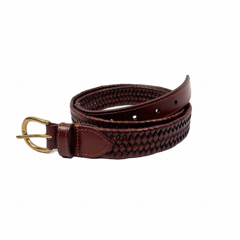 ジェイクルー J.Crew メンズ Men s イタリアンレザー使用 編み込みストレッチベルト Woven Elasticated Italian Leather Belt ダークウォールナット