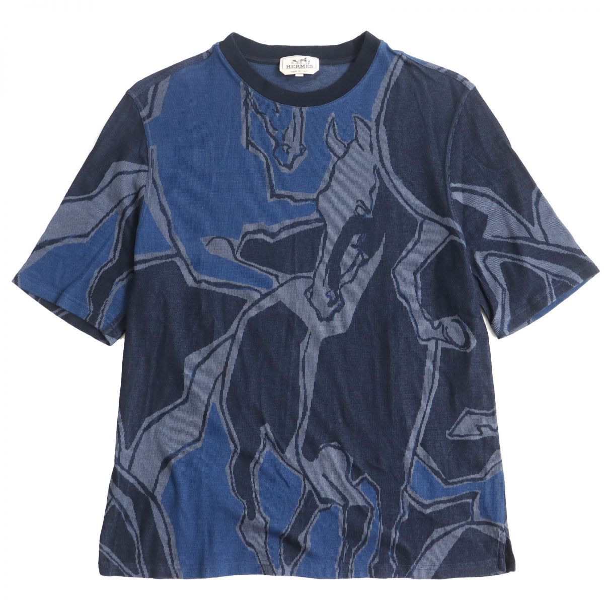 極美品○21SS HERMES エルメス Dance of Horses Light 鹿の子生地 半袖