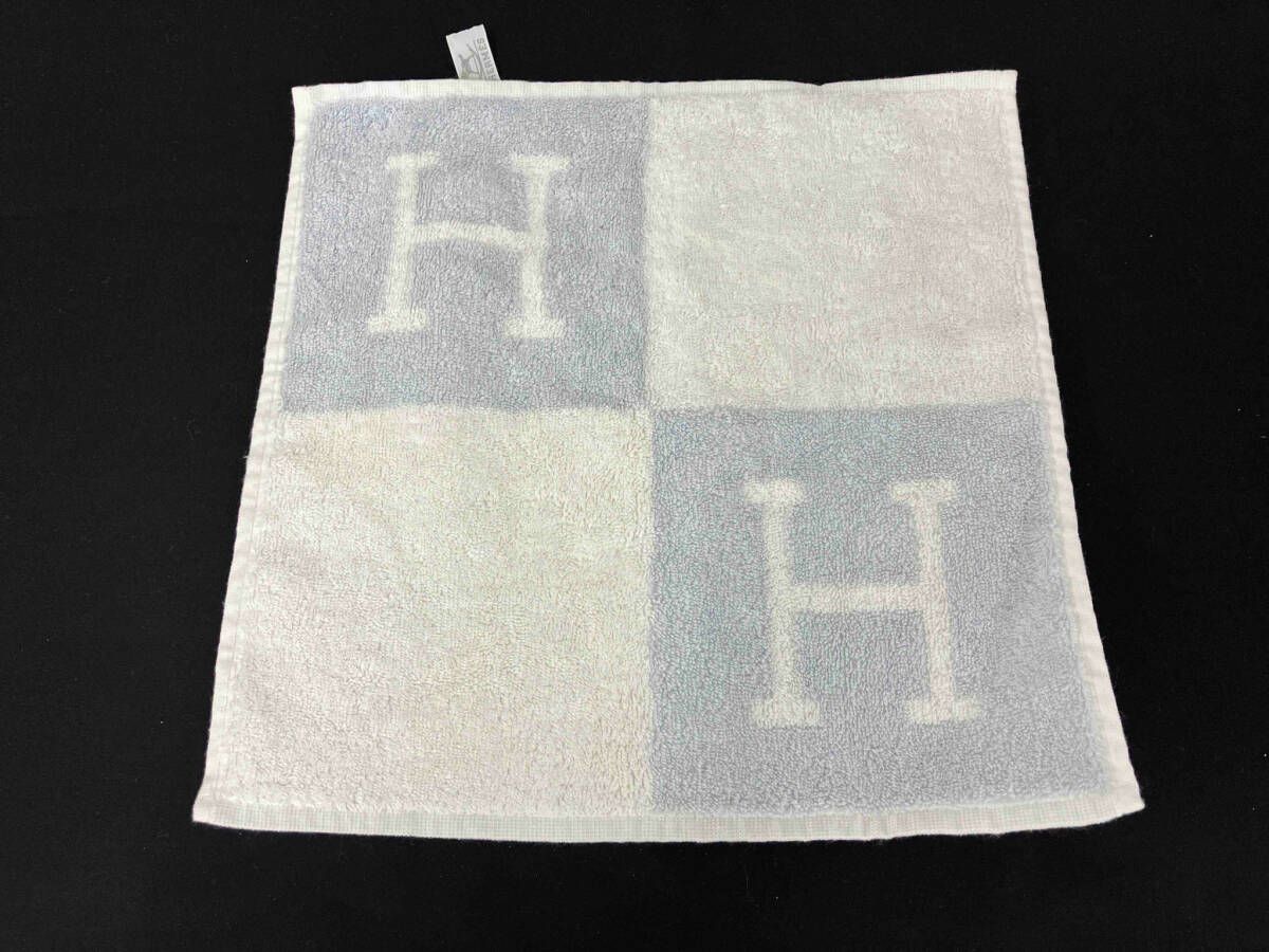HERMES Hロゴ タオル ベージュ ホワイト