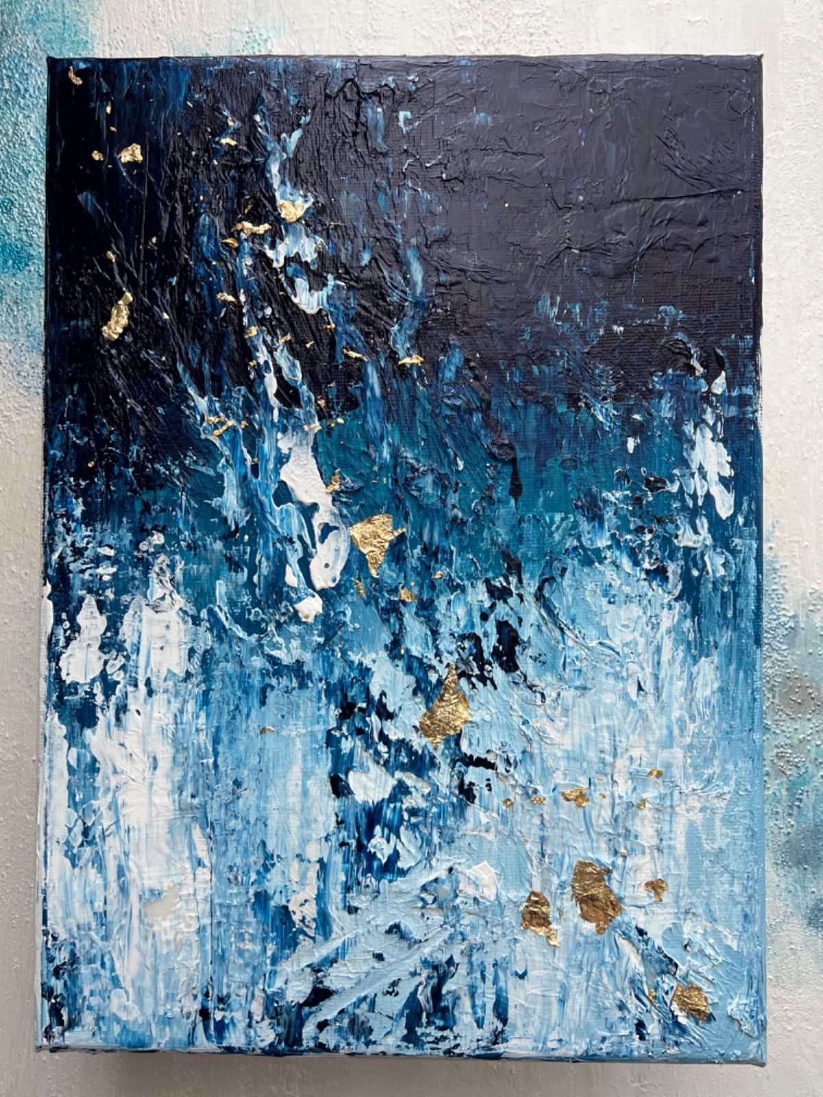 テクスチャーアート 海 青 モダンアート 現代アート 抽象画 アクリル画 