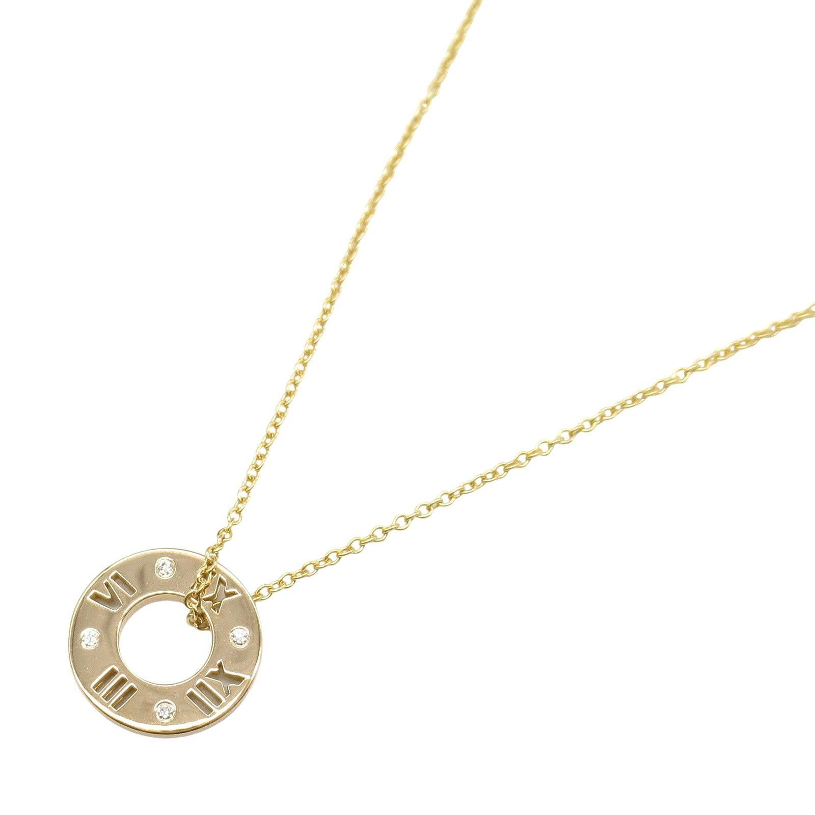 ティファニー TIFFANY＆CO ネックレス ダイヤ アトラス ネックレス 首回り41cm K18PG ピンクゴールド ダイヤモンド ダイヤ アトラス ネックレス レディース Used A