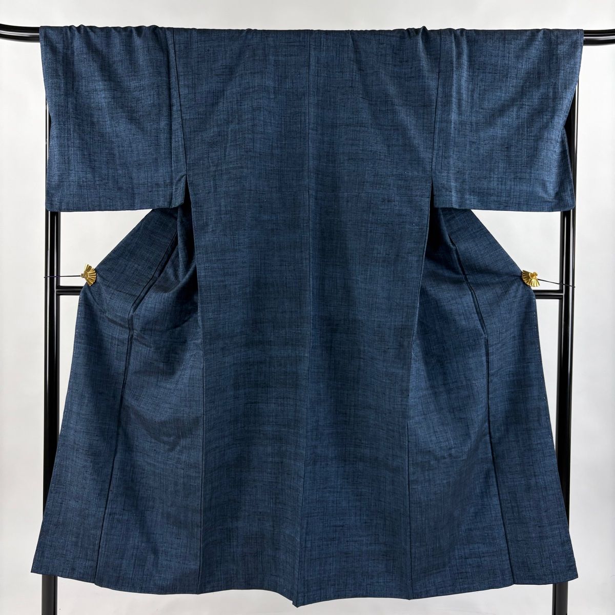 男着物 身丈148.5cm 裄丈71cm L 袷 アンサンブル 紬 紺色 正絹 秀品