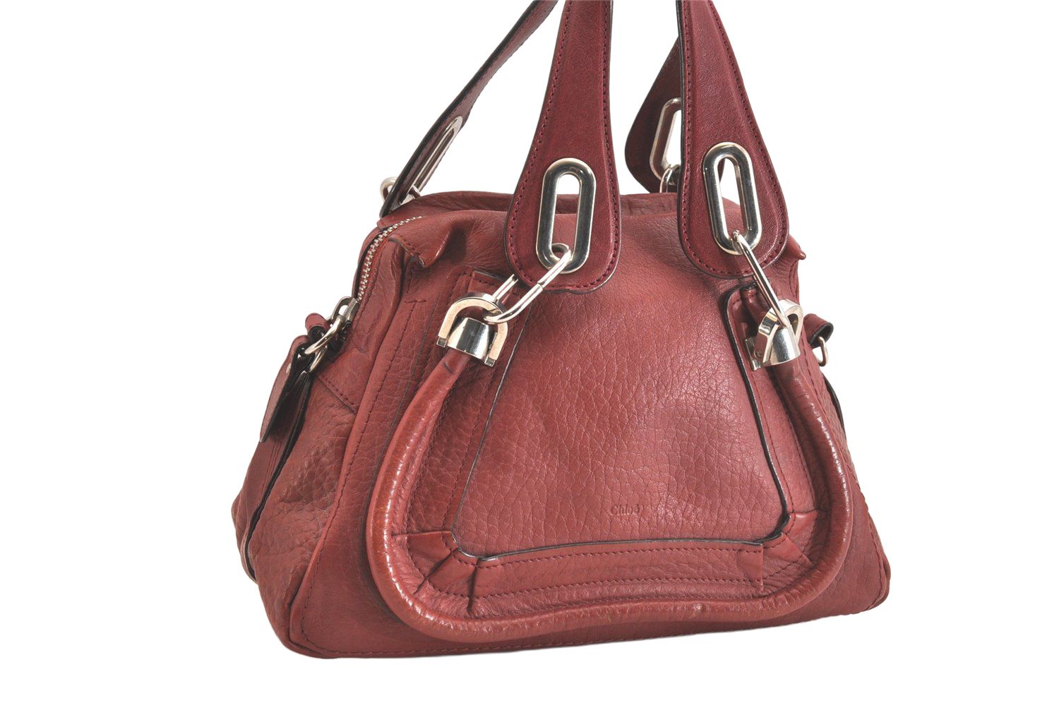 Chloe クロエ パラティ スモール 2Way ショルダーハンドバッグ レザー ボルドー レッド 2777N