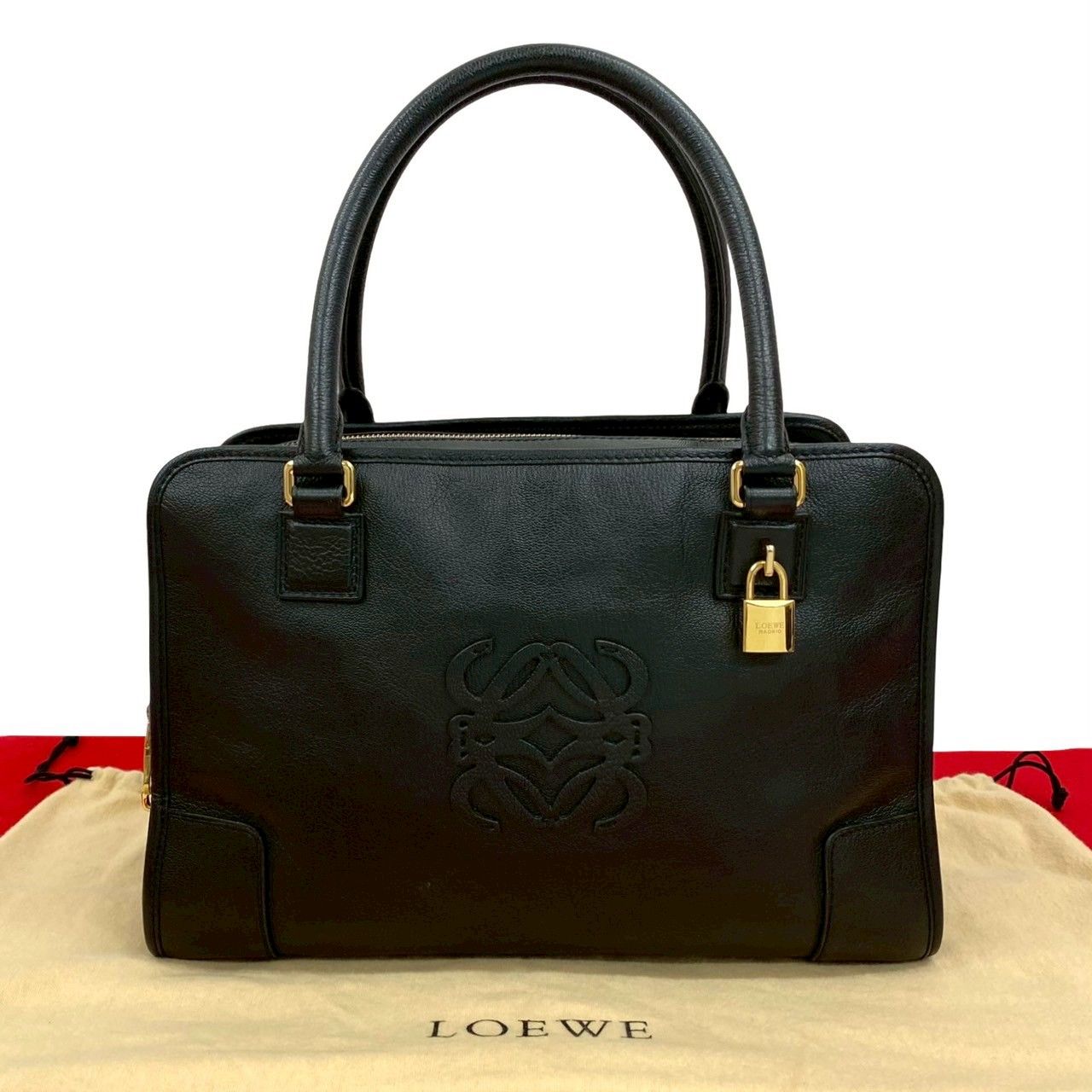 極 美品 保存袋付き LOEWE ロエベ アマソナ 36 アナグラム ロゴ