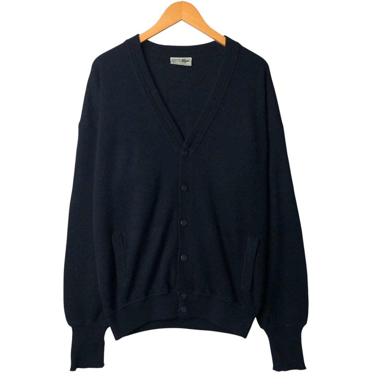 古着 80年代 ラコステ LACOSTE CHEMISE アクリルニットカーディガン スペイン製 メンズL相当 ヴィンテージ|eaa583426