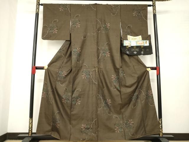 平和屋着物○本場大島紬 地空き 一元7マルキ 舞花文 総絣 正絹 逸品