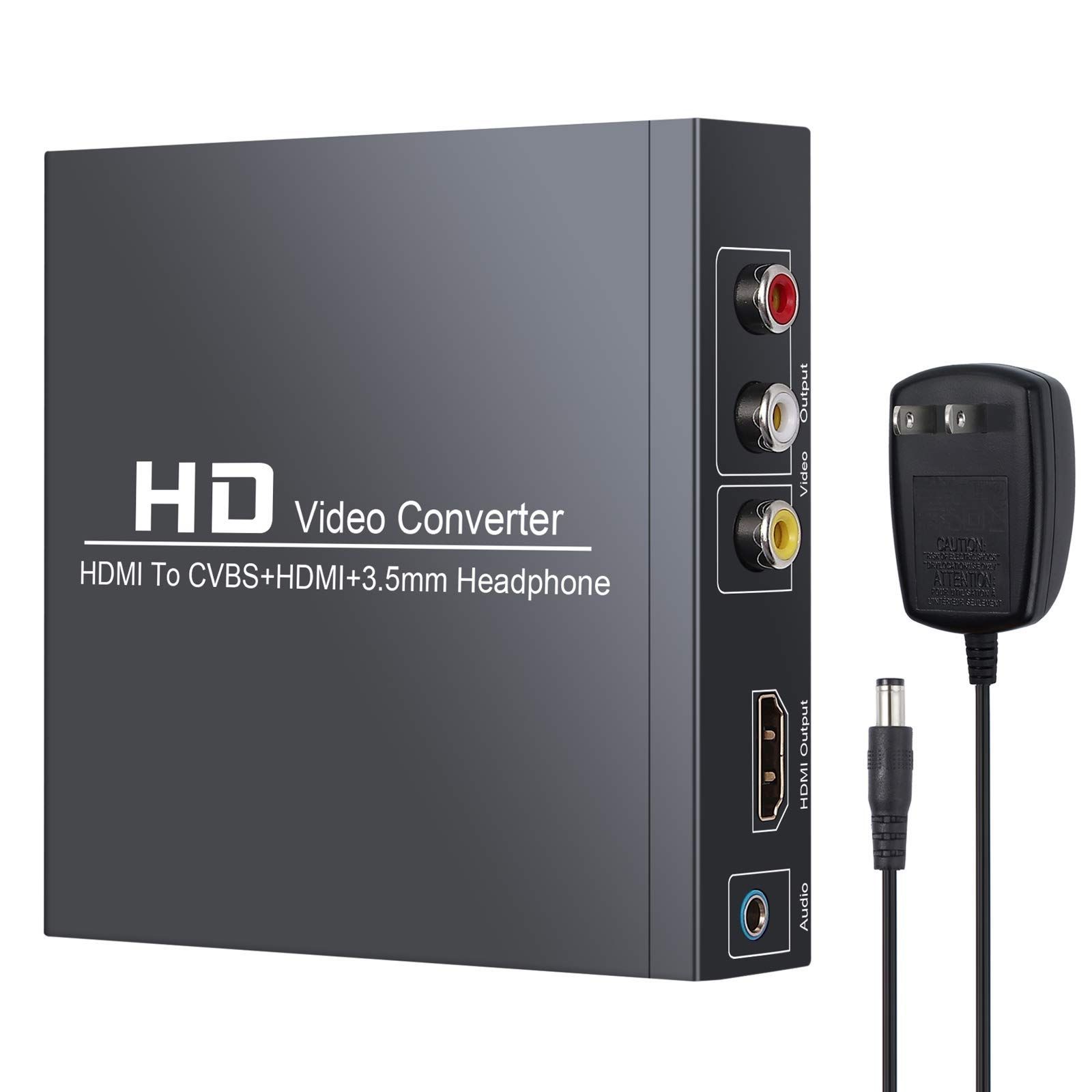 【在庫セール】HDMI to AV + HDMI変換器 1080P eSynic HDMI1.3 5.1ch対応 ZOOM機能 3.5mmジャック付き (1080P)