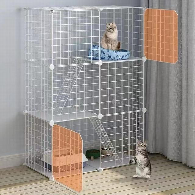 新品未使用★猫犬ケージ キャットケージ 3段 ペットケージ ステップ付 ゲージ ペットケージ キャットケージ 3段 ステップ台 ジョイント式 猫