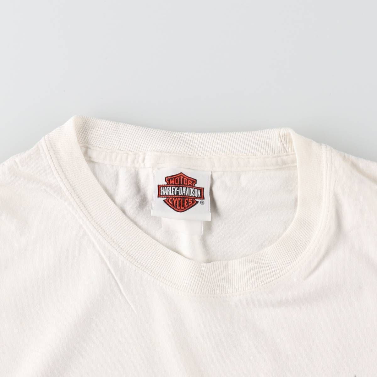 q632 2000年代製 ハーレーダビッドソン ファイヤー 両面プリントTシャツ■00s 表記2XLサイズ ネイビー アメカジ ビッグサイズ 90s 80s Y2K ハーレーダビッドソン 古着 ファイヤー 自慢のマイハーレー Harley-Davidson2000sバイク一覧2000年代に発売されたハーレー FXST