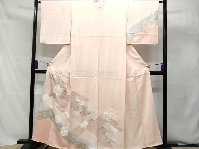 平和屋着物□訪問着 雪輪松皮菱花文 暈し染め 金彩