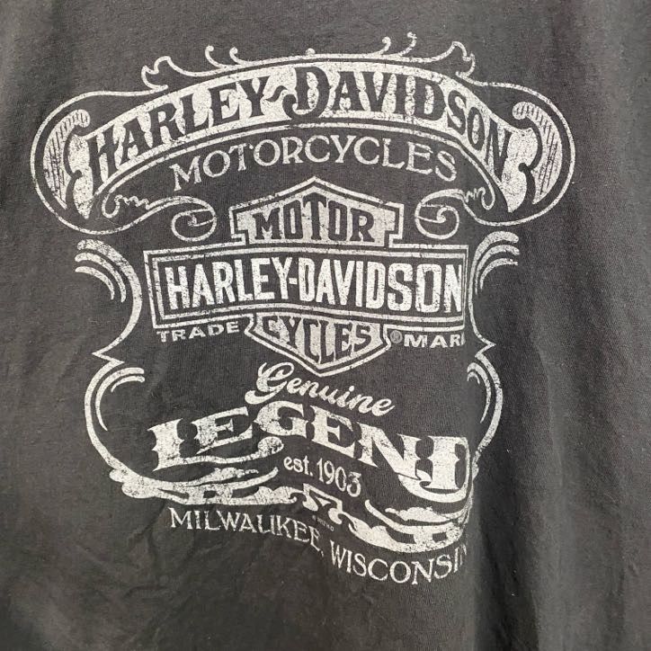 HARLEY-DAVIDSON タンクトップ　ノースリーブ　プリント　黒　M 古着 used HARLEY DAVIDSON ハーレーダビッドソン プリント