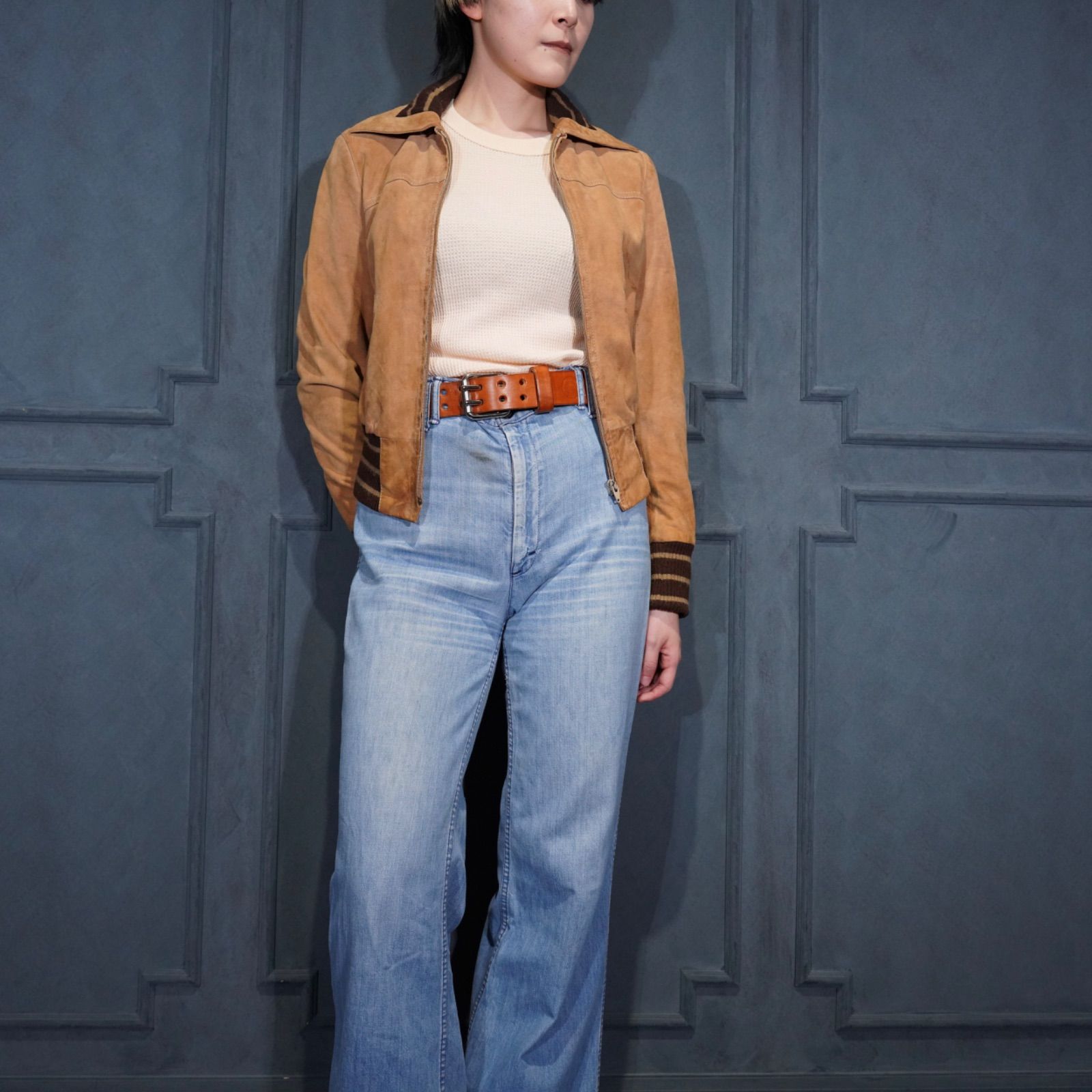 USA VINTAGE ECHO LEATHERS SUEDE LEATHER ZIP UP BLOUSON アメリカ古着スウェードレザージップアップブルゾン