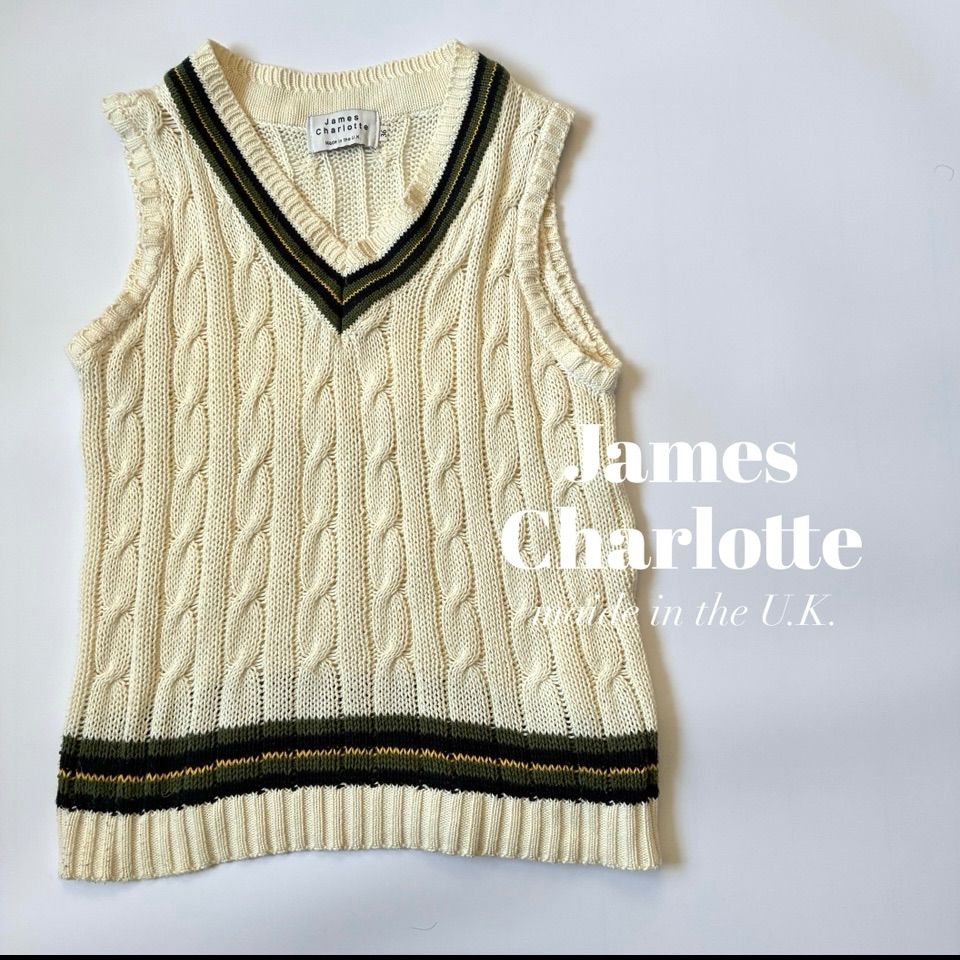 JAMES CHARLOTTE / コットン ケーブルニット チルデンベスト