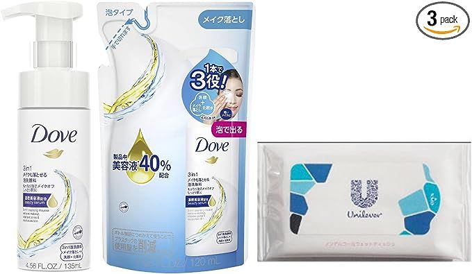 ダヴ 3in1 メイクも落とせる泡洗顔料+替え おまけ付き - 基礎化粧品