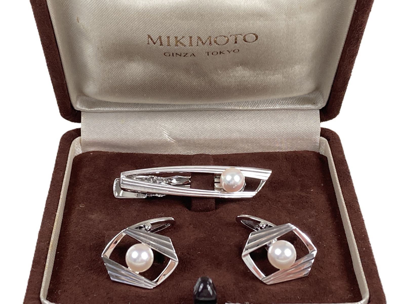 美品 ミキモト MIKIMOTO 真珠 パール ネクタイピン カフス