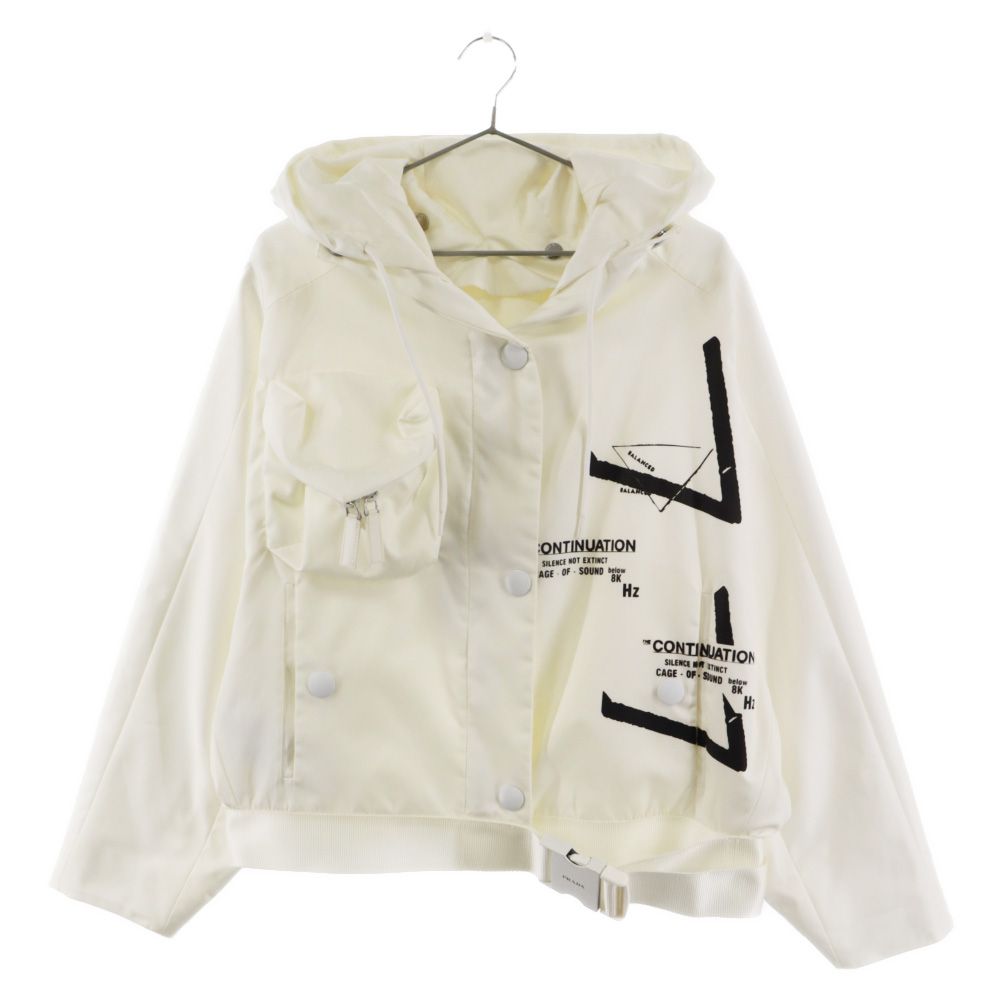 PRADA - PRADA プラダ RENYLON リナイロンギャバジン フード付きブルゾンジャケット ホワイト レディース 291943 PRADA (プラダ) RENYLON リナイロンギャバジン フード付き