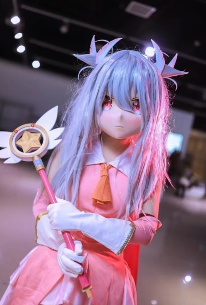 ☆即納 全頭マスク カツラ付き ロック付き NO.480 ドール ヘッド