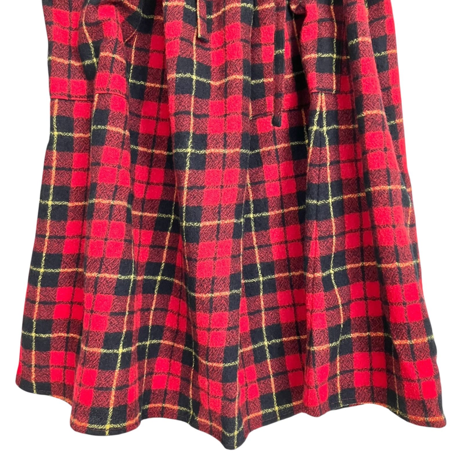 R&D.M.Co- WOOL TARTAN CHECK STRING SKIRT 赤チェック オールドマンズ