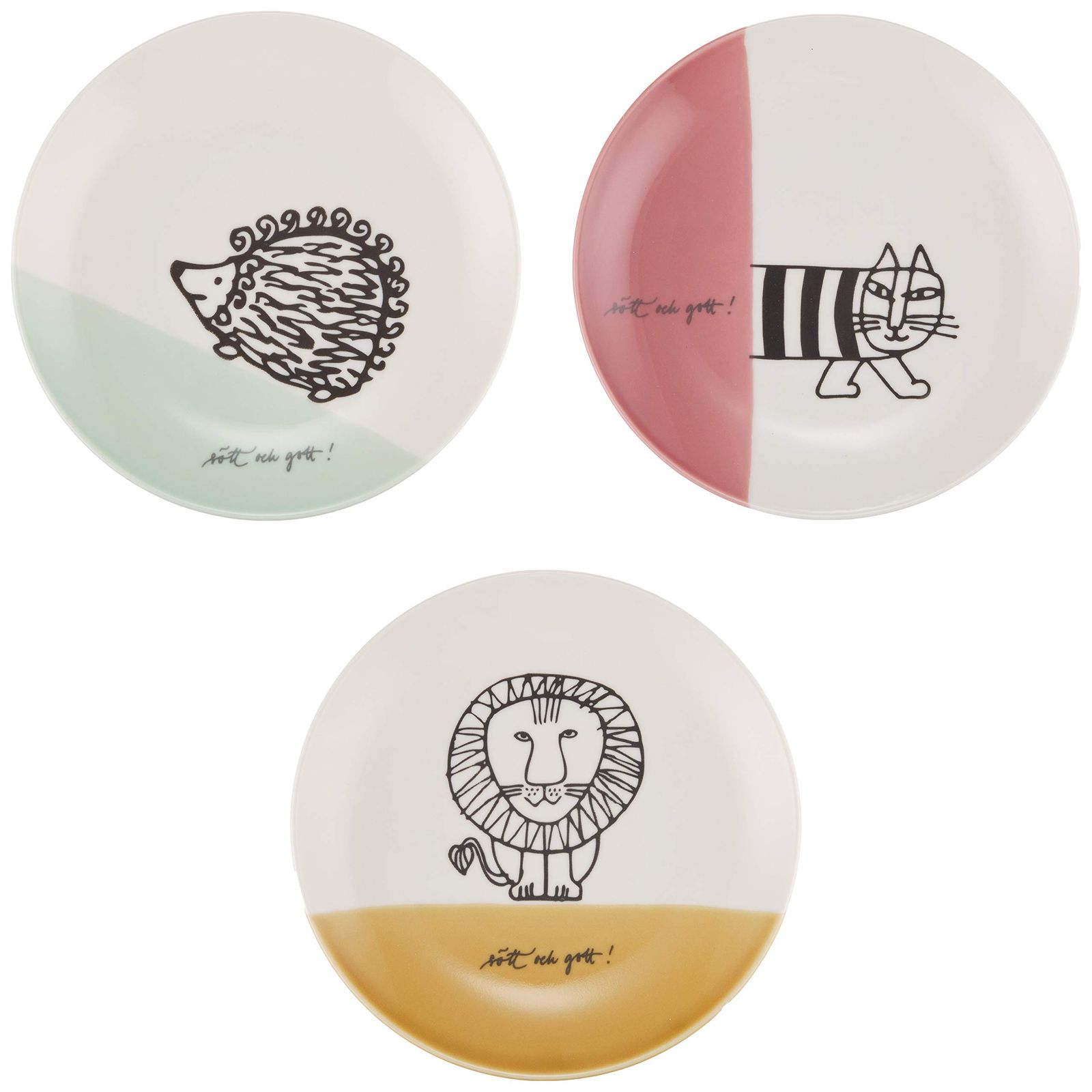 Lisa Larson (リサ ラーソン) 皿 プレート M 約19cm 3枚セット 「 ポ・プラーツ」 食器セット LL70-95