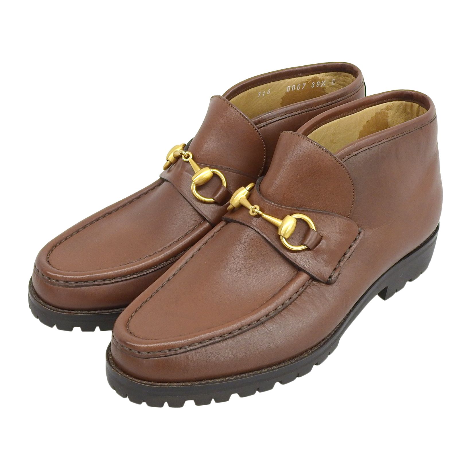 美品△GUCCI グッチ 114 0067 ホースビット レザー アンクル