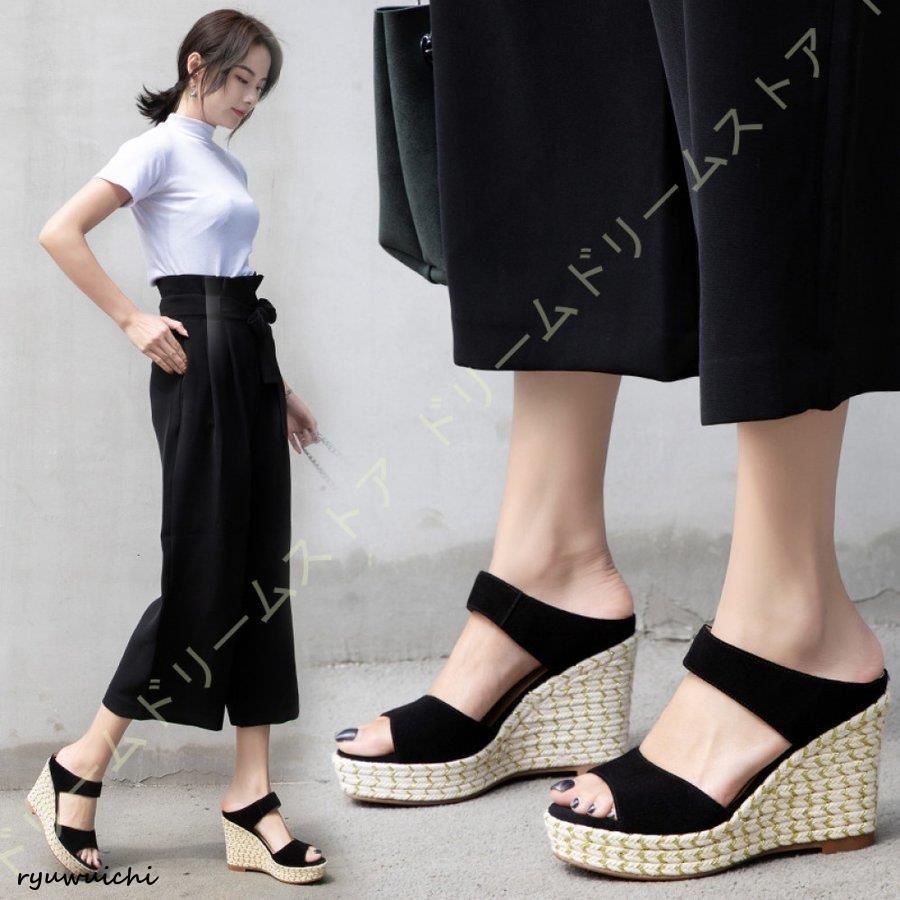 ☆新品☆厚底 ウェッジソールサンダル ウエッジソール サンダル 厚底サンダル ミュール サンダル 無地